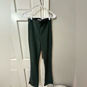ZARA Forest Green Pants - Stretchy Fit - No Shrink - Trendy Slits On Bottom